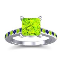 Peridot Ring In 14k White Gold With Blue Sapphire Racana Princess Classic Ring