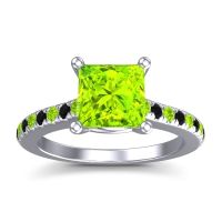 Peridot Ring In 18k White Gold With Black Onyx Racana Princess Classic Ring