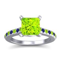 Peridot Ring In 14k White Gold With Blue Sapphire Racana Princess Classic Ring