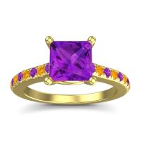 Amethyst Ring In 14k Yellow Gold With Citrine Racana Princess Classic Ring