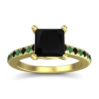 Black Onyx Ring In 14k Yellow Gold With Emerald Racana Princess Classic Ring