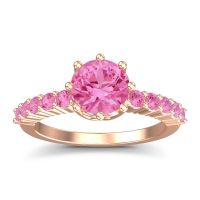 Pink Tourmaline Ring In 18K Rose Gold Musa Round Classic Ring