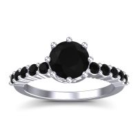 Black Onyx Ring In Platinum Musa Round Classic Ring