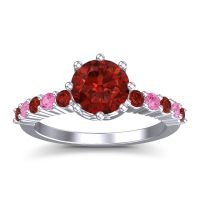 Garnet Ring In Palladium With Pink Tourmaline Musa Round Classic Ring