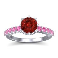Garnet Ring In Platinum With Pink Tourmaline Musa Round Classic Ring
