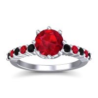 Ruby Ring In Palladium With Black Onyx Musa Round Classic Ring