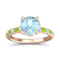 Aquamarine Ring In 18K Rose Gold With Peridot Mallika Round Classic Ring