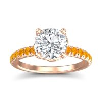 Lab Diamond Ring In 18K Rose Gold With Citrine Mallika Round Classic Ring