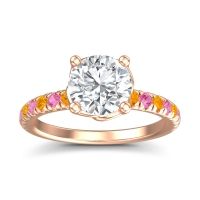 Lab Diamond Ring In 18K Rose Gold With Citrine And Pink Tourmaline Mallika Round Classic Ring
