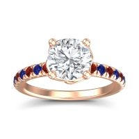 Lab Diamond Ring In 18K Rose Gold With Garnet And Blue Sapphire Mallika Round Classic Ring