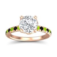 Lab Diamond Ring In 18K Rose Gold With Peridot And Black Onyx Mallika Round Classic Ring