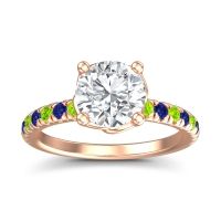 Lab Diamond Ring In 18K Rose Gold With Peridot And Blue Sapphire Mallika Round Classic Ring