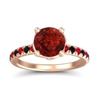 Garnet Ring In 18K Rose Gold With Ruby And Black Onyx Mallika Round Classic Ring