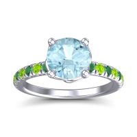 Aquamarine Ring In Palladium With Emerald And Peridot Mallika Round Classic Ring