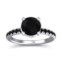 Black Onyx Ring In Platinum Mallika Round Classic Ring