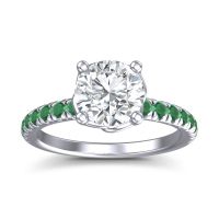 Lab Diamond Ring In Palladium With Emerald Mallika Round Classic Ring