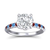 Lab Diamond Ring In Palladium With Garnet And Swiss Blue Topaz Mallika Round Classic Ring