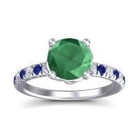 Lab Emerald Ring In Palladium With Lab Diamond And Blue Sapphire Mallika Round Classic Ring