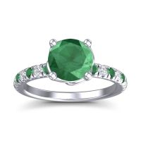 Lab Emerald Ring In Palladium With Emerald And Lab Diamond Mallika Round Classic Ring