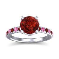 Garnet Ring In Palladium With Pink Tourmaline Mallika Round Classic Ring