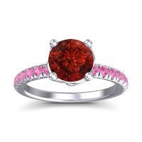Garnet Ring In Platinum With Pink Tourmaline Mallika Round Classic Ring