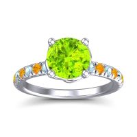 Peridot Ring In Palladium With Aquamarine And Citrine Mallika Round Classic Ring