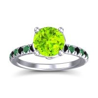 Peridot Ring In Palladium With Black Onyx And Emerald Mallika Round Classic Ring