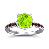 Peridot Ring In Palladium With Black Onyx And Garnet Mallika Round Classic Ring