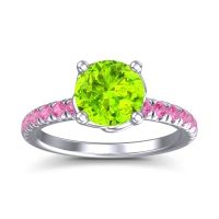 Peridot Ring In Platinum With Pink Tourmaline Mallika Round Classic Ring