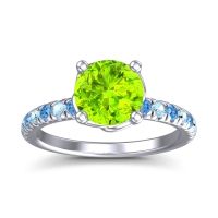 Peridot Ring In Platinum With Swiss Blue Topaz And Aquamarine Mallika Round Classic Ring