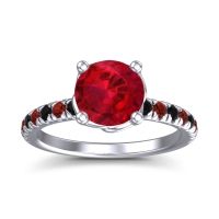 Lab Ruby Ring In Palladium With Black Onyx And Garnet Mallika Round Classic Ring