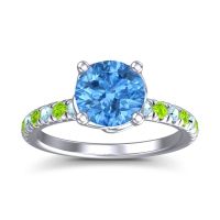 Swiss Blue Topaz Ring In Platinum With Aquamarine And Peridot Mallika Round Classic Ring