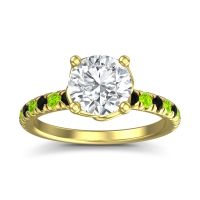 Lab Diamond Ring In 18k Yellow Gold With Black Onyx And Peridot Mallika Round Classic Ring