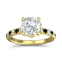 Lab Diamond Ring In 18k Yellow Gold With Black Onyx Mallika Round Classic Ring