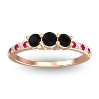Black Onyx Fashion Ring In 14K Rose Gold With Ruby And Lab Diamond – Trizikha Dainty Ring