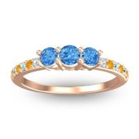 Swiss Blue Topaz Fashion Ring In 18K Rose Gold With Aquamarine And Citrine – Trizikha Dainty Ring