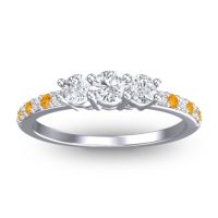 Lab Diamond Fashion Ring In 14k White Gold With Citrine – Trizikha Dainty Ring