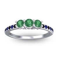 Emerald Fashion Ring In 14k White Gold With Black Onyx And Blue Sapphire – Trizikha Dainty Ring
