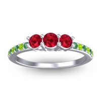 Ruby Fashion Ring In 14k White Gold With Emerald And Peridot – Trizikha Dainty Ring