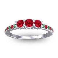 Ruby Fashion Ring In 14k White Gold With Emerald – Trizikha Dainty Ring