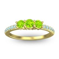 Peridot Fashion Ring In 18k Yellow Gold With Aquamarine – Trizikha Dainty Ring