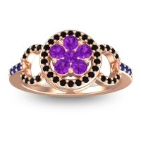 Amethyst Fashion Ring In 14K Rose Gold With Black Onyx And Blue Sapphire – Pacja Statement Ring