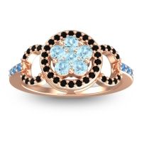 Aquamarine Fashion Ring In 14K Rose Gold With Black Onyx And Swiss Blue Topaz – Pacja Statement Ring