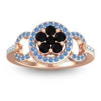 Black Onyx Fashion Ring In 14K Rose Gold With Swiss Blue Topaz And Aquamarine – Pacja Statement Ring