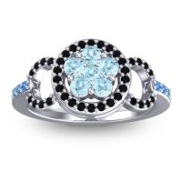 Aquamarine Fashion Ring In 14k White Gold With Black Onyx And Swiss Blue Topaz – Pacja Statement Ring