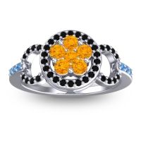 Citrine Fashion Ring In 14k White Gold With Black Onyx And Swiss Blue Topaz – Pacja Statement Ring