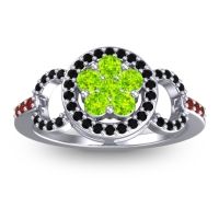 Peridot Fashion Ring In 14k White Gold With Black Onyx And Garnet – Pacja Statement Ring