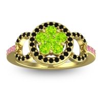 Peridot Fashion Ring In 14k Yellow Gold With Black Onyx And Pink Tourmaline – Pacja Statement Ring