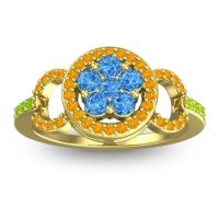 Swiss Blue Topaz Fashion Ring In 14k Yellow Gold With Citrine And Peridot – Pacja Statement Ring