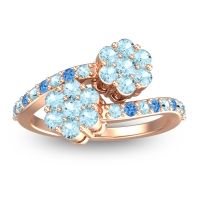 Aquamarine Fashion Ring In 18K Rose Gold With Swiss Blue Topaz – Kusomoda Statement Ring